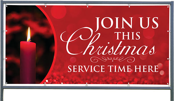 Custom Outdoor Banner with Frame Display - Christmas Candle