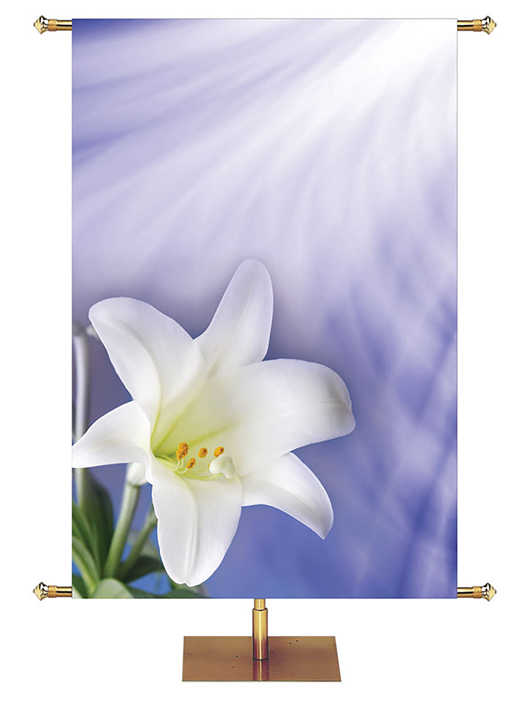 Custom Easter Banner White Lily Left - Custom Easter Banners - PraiseBanners