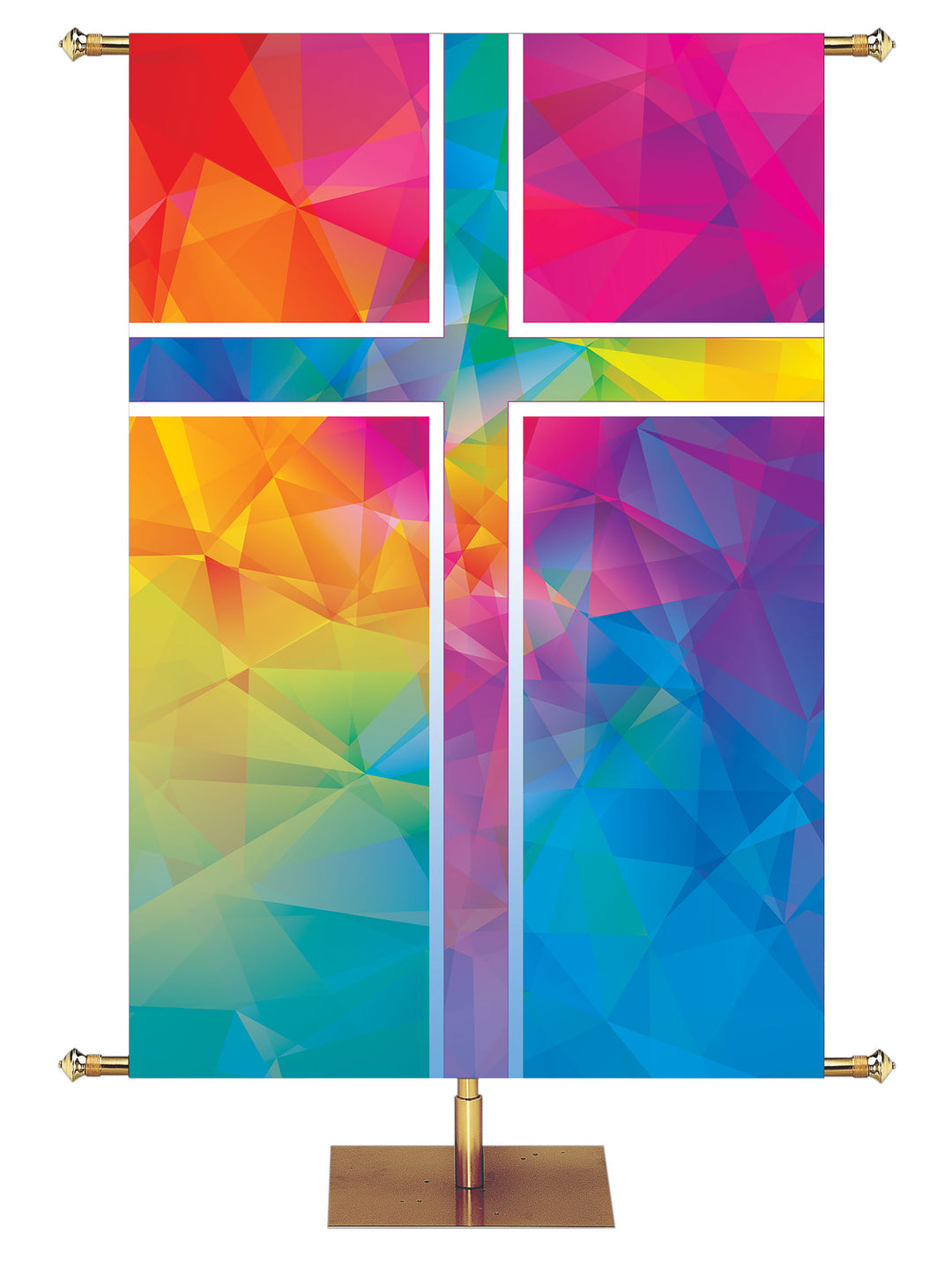 Hues of Grace Custom Banner with brightly multicolord Cross Symbol - right side orientation wide format banner