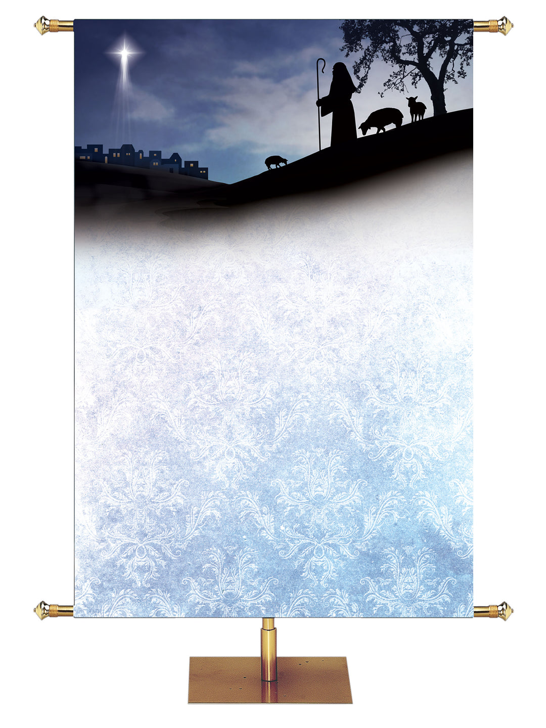 Winter Nativity Shepherd Custom Banner - Custom Christmas Banners - PraiseBanners