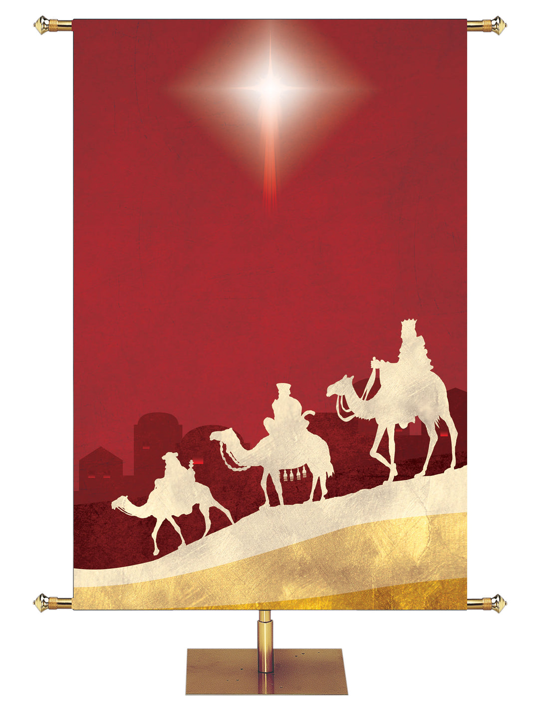 Custom Red Nativity Silhouette Wisemen 2 - Custom Christmas Banners - PraiseBanners