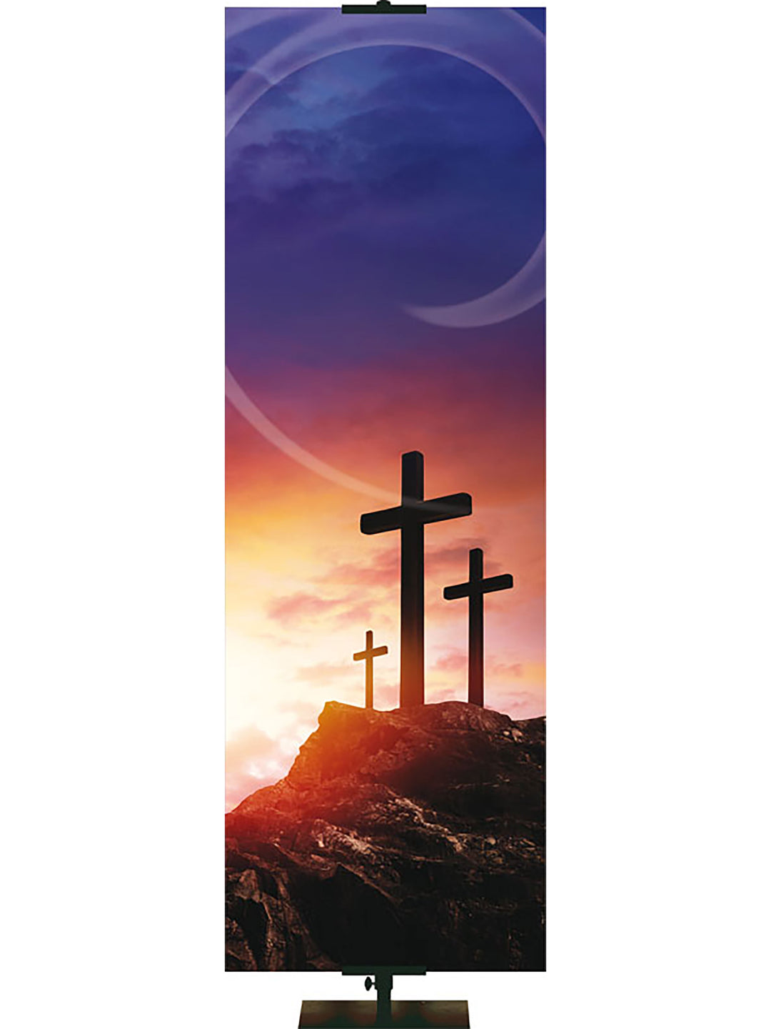 Custom Rugged Cross Banner Empty Crosses on Rock - Custom Easter Banners - PraiseBanners