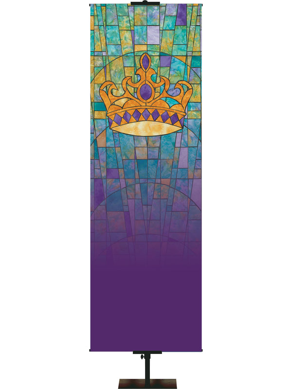 Custom Banner Stained Glass Symbols of Faith Crown