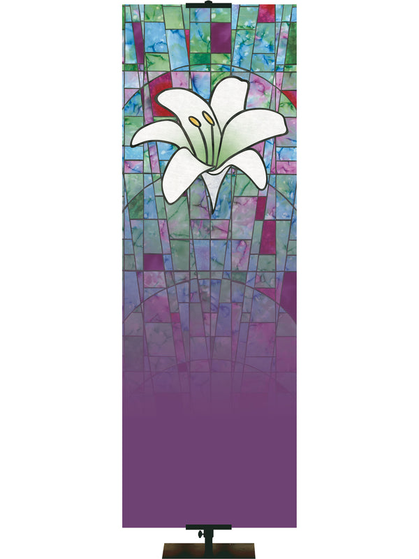 Custom Banner Stained Glass Symbols of Faith Lily