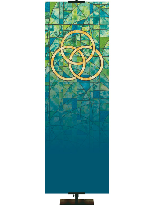 Custom Banner Stained Glass Symbols of Faith Trinity