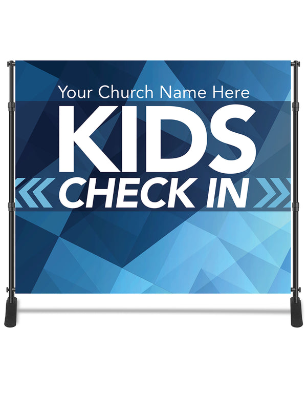 Custom Backdrop Geometric Design Kids Check In