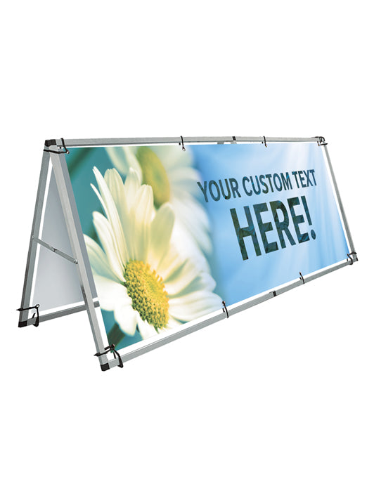 Custom Large Outdoor A-Frame and Vinyl Banner Set - SSP White Daisy Design