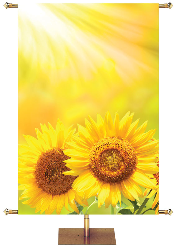 Custom Signs of Spring Banner Yellow Sunflower 