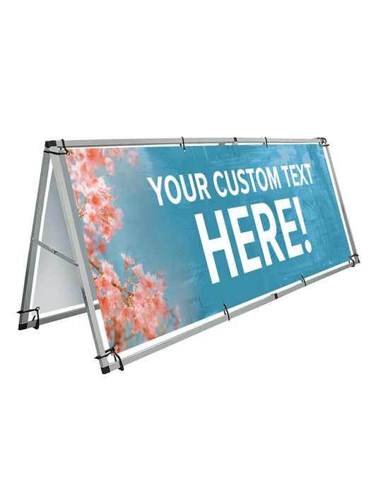 Custom Large Outdoor A-Frame and Vinyl Banner Set - SWK Cherry Blossoms Design