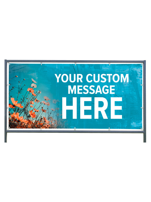 Custom Outdoor Banner with Frame Display - Spring Awakenings Pink Cosmos