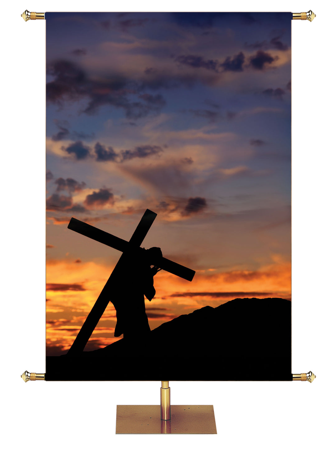 Carry the Cross on Dark Sky Silhouette Custom Banner - Custom Easter Banners - PraiseBanners
