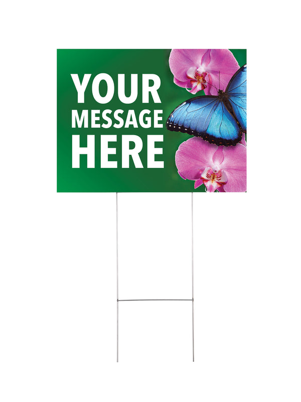Custom Yard Signs - Blue Butterfly Design - Set of 10