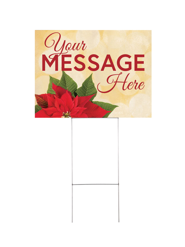Custom Yard Signs - Poinsettia Design - Set of 10