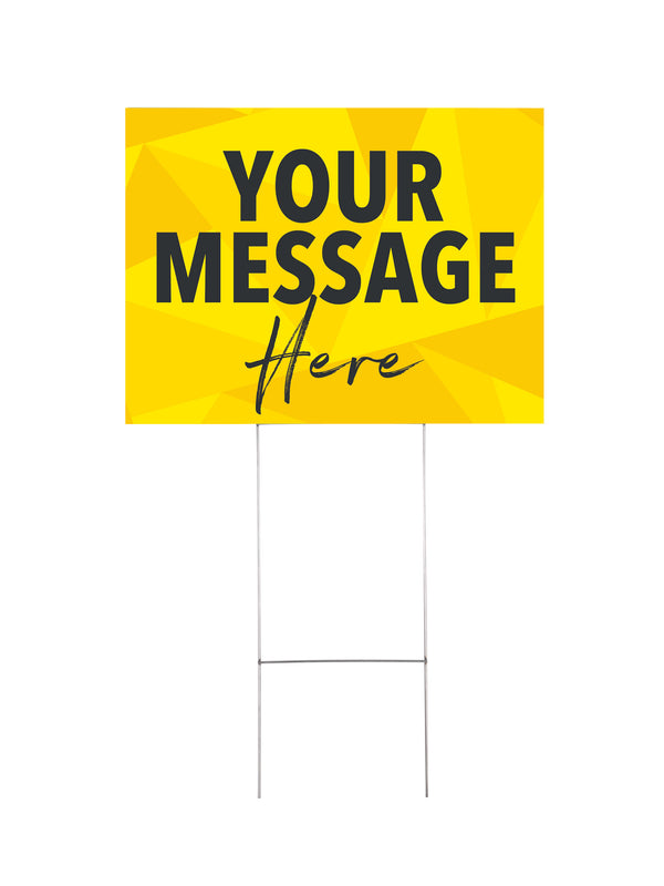 Custom Yard Signs - Yellow Abstract Design - Set of 10