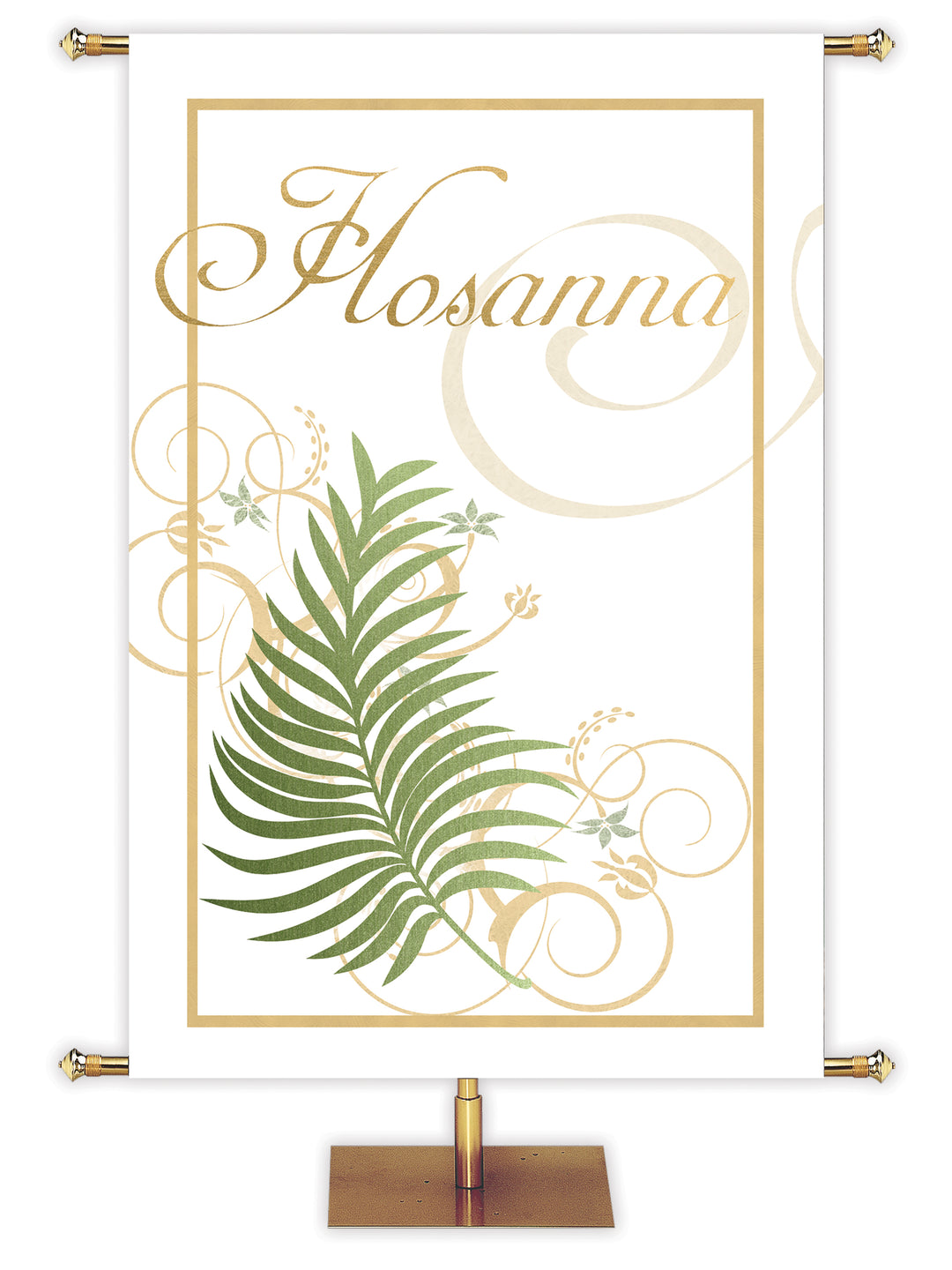 Hosanna Spanish Easter Banner with palm and gold accents in the look of sparkling foil on white