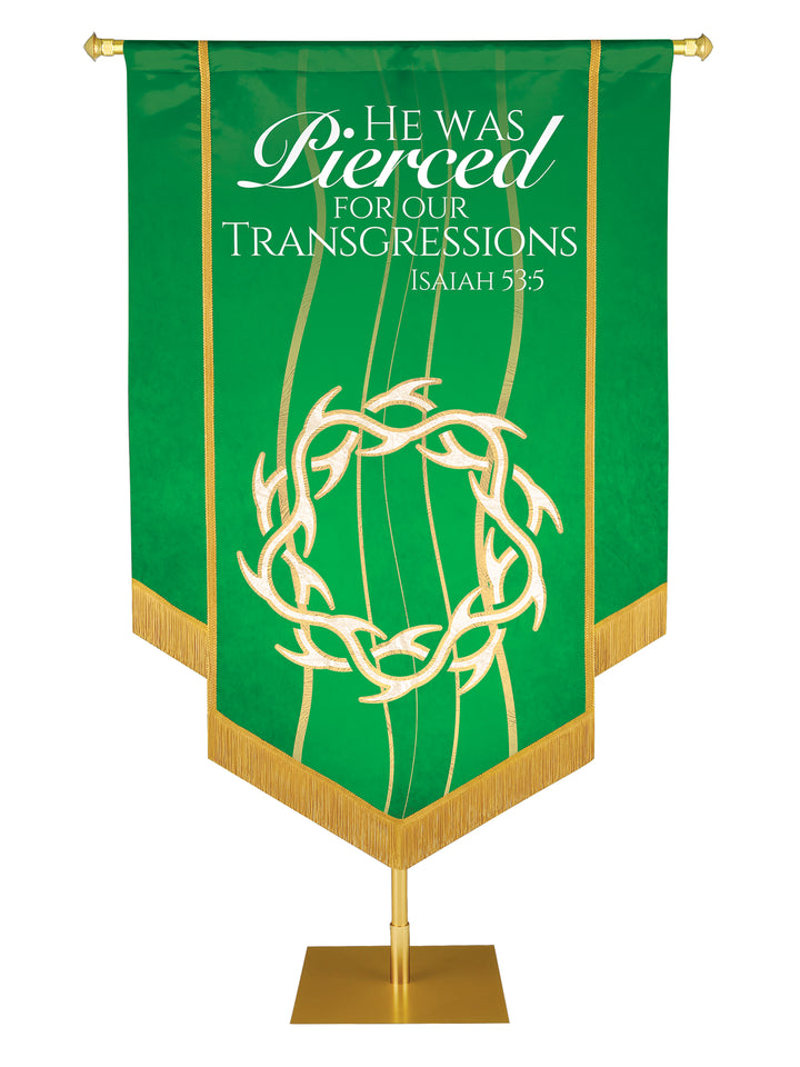 Experiencing God Crown of Thorns, He Was Pierced Embellished Banner - Handcrafted Banners - PraiseBanners