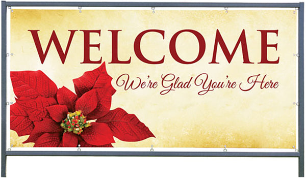 Custom Outdoor Banner with Frame Display - Christmas Welcome