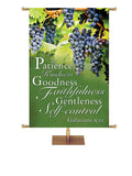 Fruit of the Spirit Patience, Kindness Banner with grapes on green