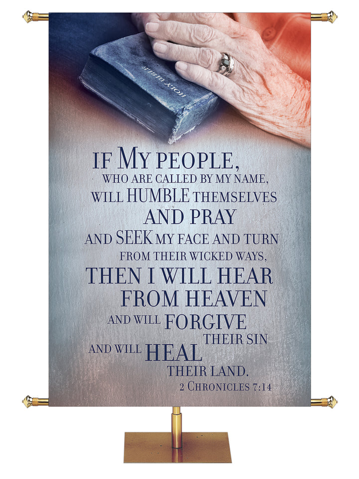 Red, White, and Blue Patriotic Fabric Banner and Scriptures - If My People