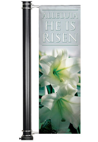 Light Pole Banner Alleluia He is Risen - Light Pole Banners - PraiseBanners