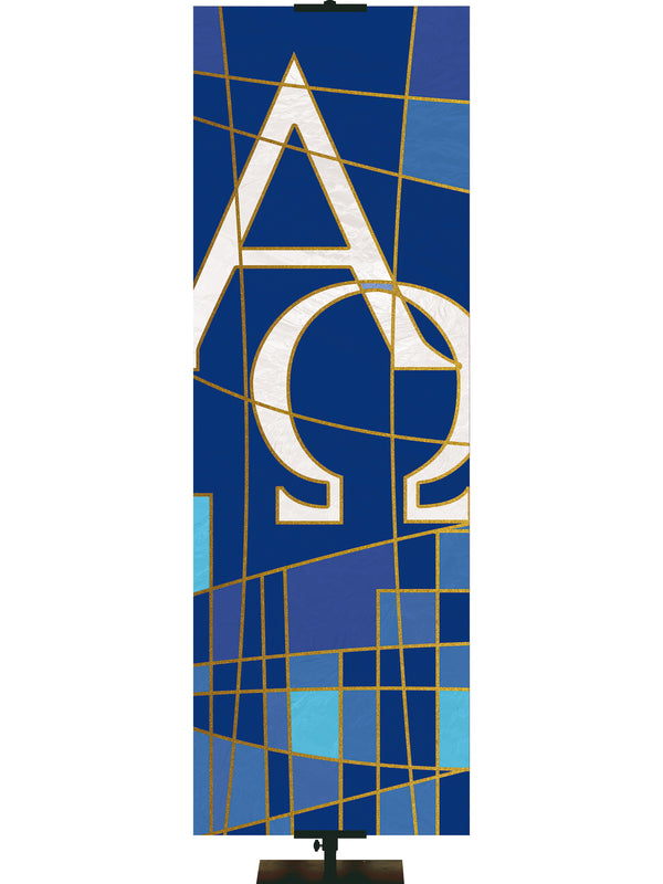 Luminescence Stained Glass Alpha & Omega Symbol