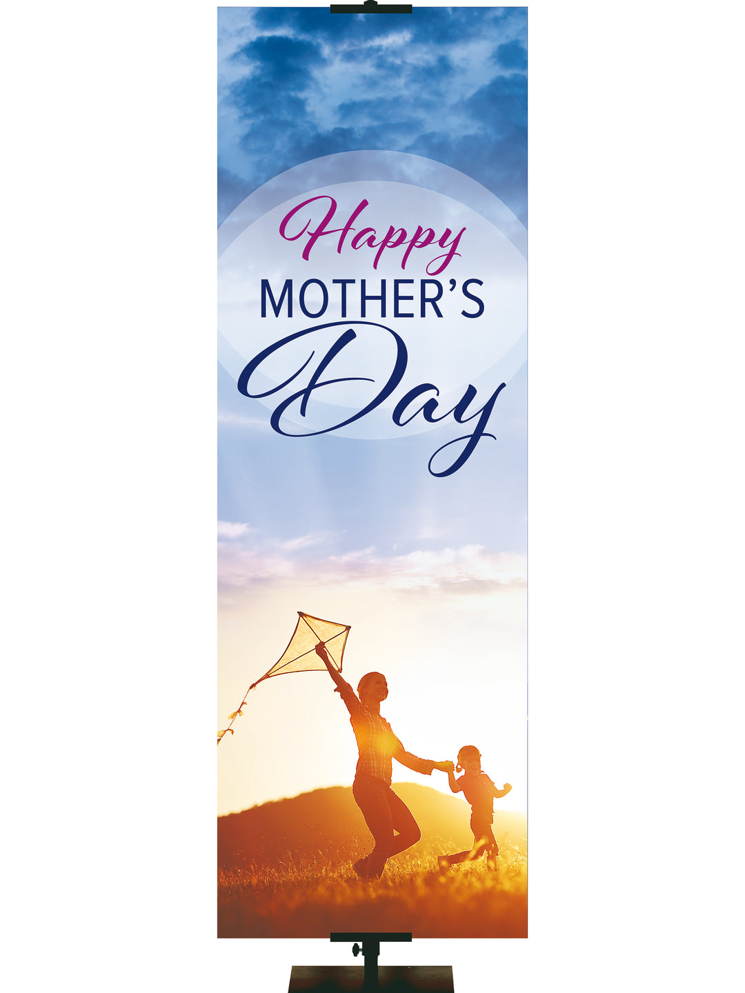 Banner for Mother's Day Mother and Child Running With Kite