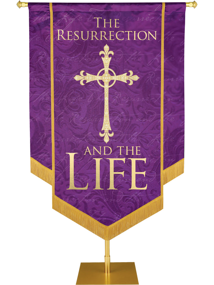 Names of Christ The Resurrection And The Life Embellished Banner - Handcrafted Banners - PraiseBanners