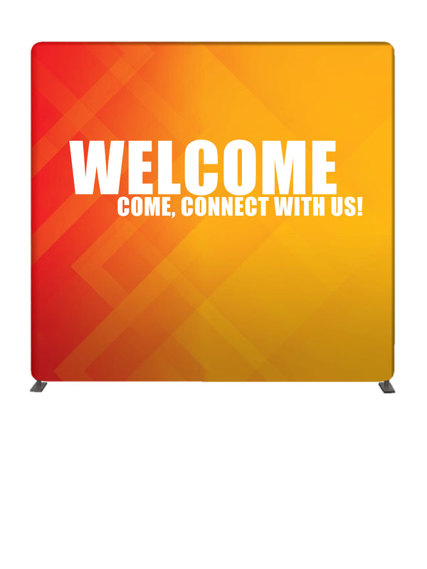 Orange Gradient Design Welcome 8' Backdrop With Tube Display Stand