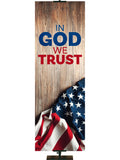 Patriotic In God We Trust Flag on Barn Wood - Patriotic Banners - PraiseBanners
