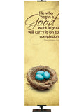 He Who Began a Good Work Yellow Renewal in Spring Easter Banner