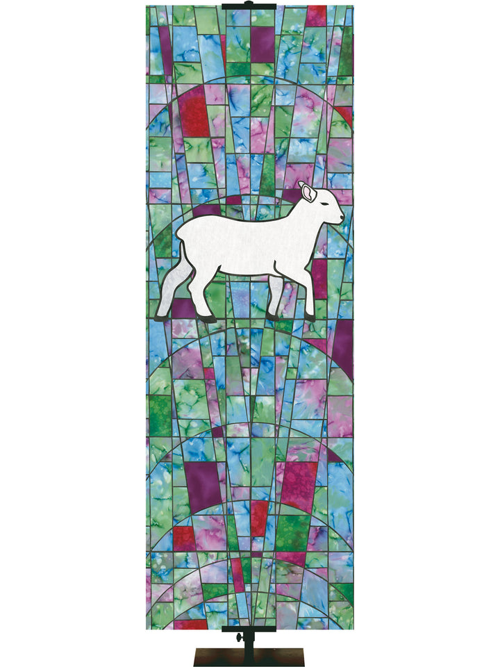 Stained Glass Symbols of Faith Lamb - Liturgical Banners - PraiseBanners