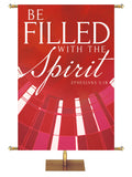 Church Banner Streaming Light Be Filled With The Spirit. Ephesians 5:18. In Blue, Green, Purple and Red.