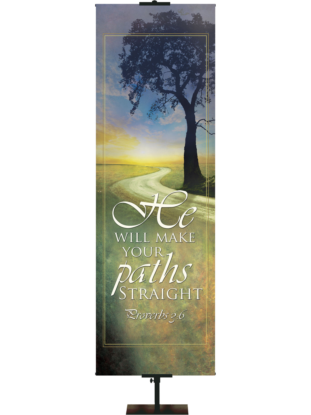 Scripture Scroll Banner He Will Make Your Paths Straight - - PraiseBanners