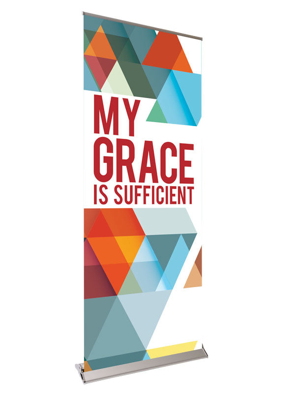 Retractable Banner with Stand The Dynamic Word My Grace is Sufficient