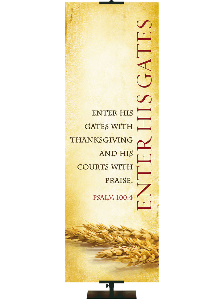 Classic Thanksgiving Enter His Gates - Fall Banners - PraiseBanners