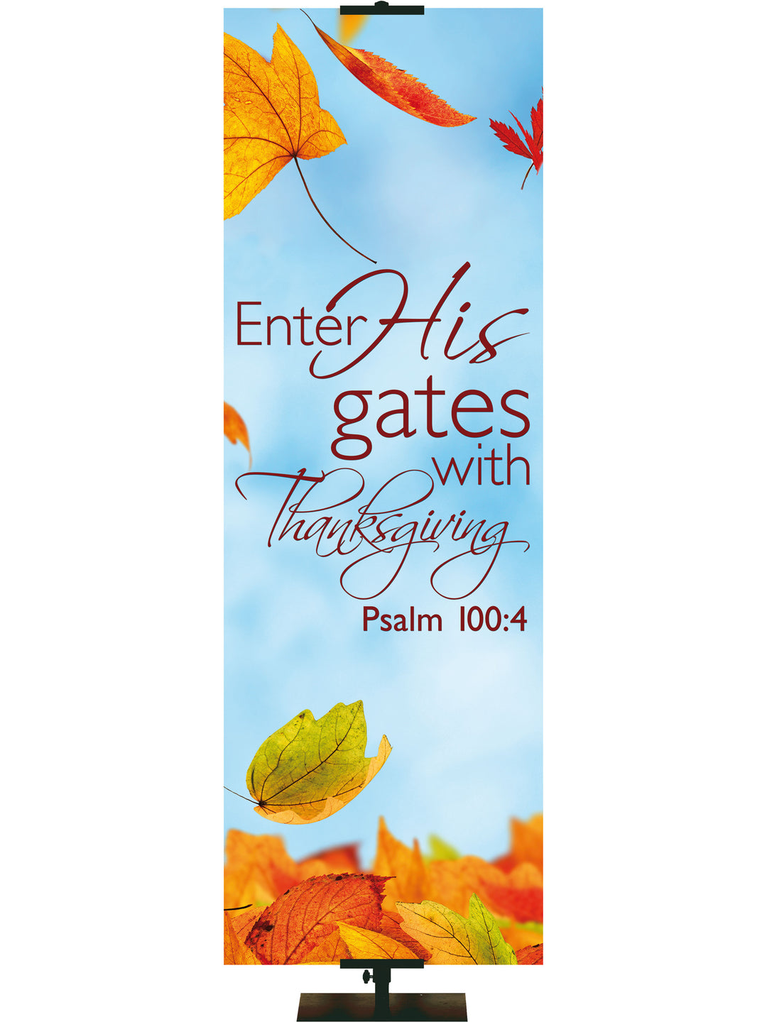 Contemporary Fall & Thanksgiving Enter His Gates Design 1 Psalm 100:4 - Fall Banners - PraiseBanners