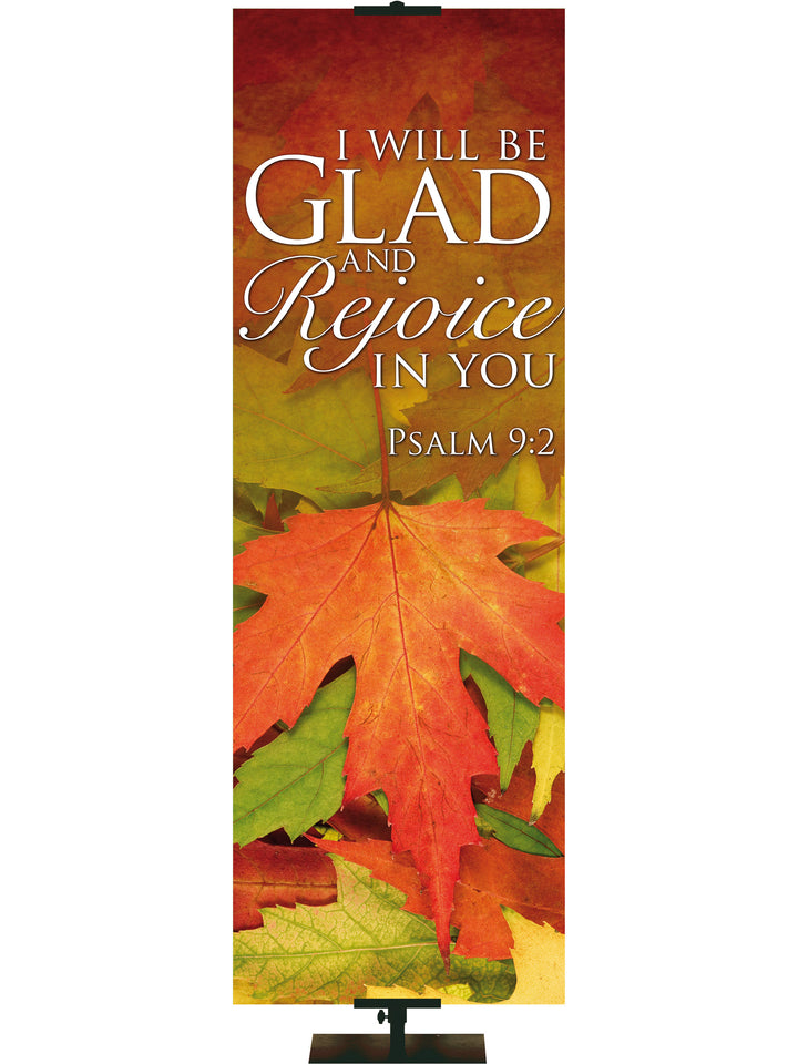 Contemporary Fall & Thanksgiving I Will Be Glad Design 1 Psalm 9:2 - Fall Banners - PraiseBanners