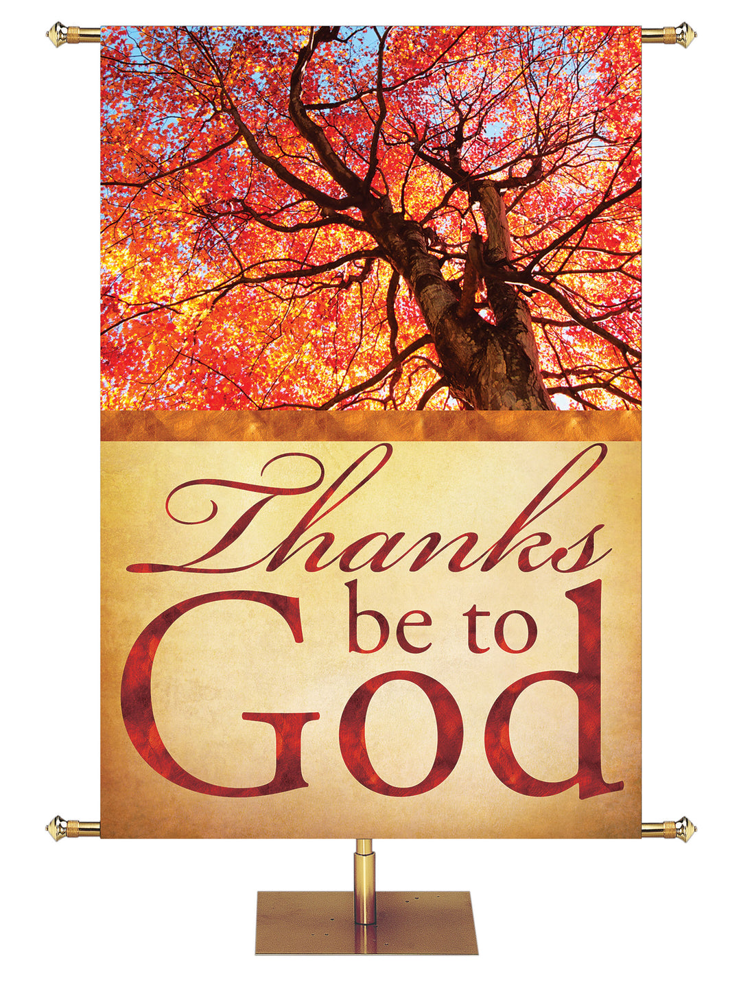 Thanks be to God Shimmering Foil Fall Thanksgiving Banner