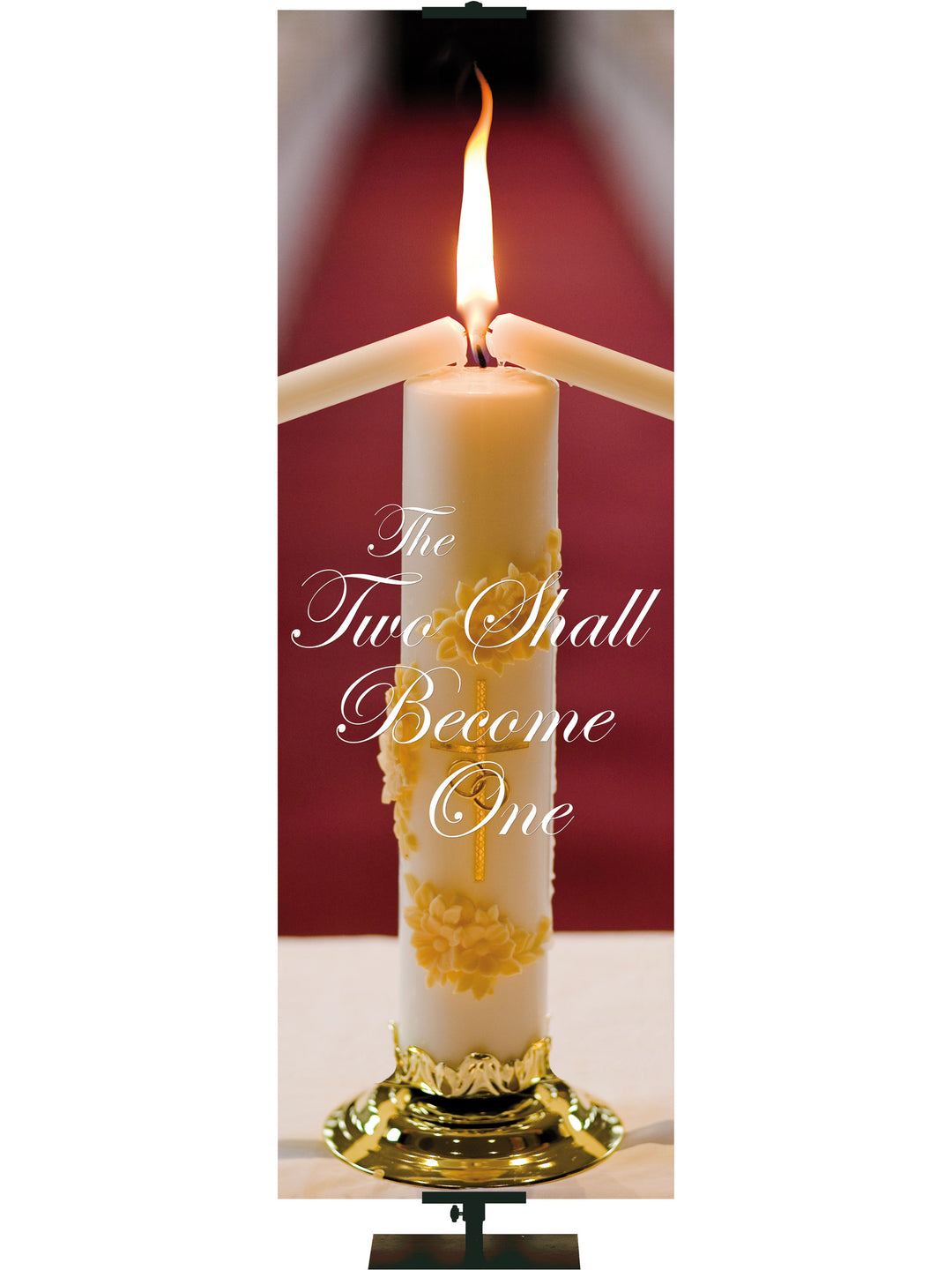 The Two Shall Become One Unity Candle Wedding Banner