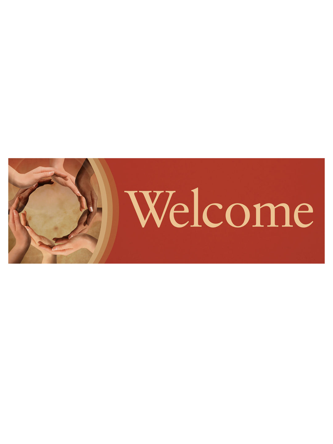 Stock Welcome Banner Hands Circle