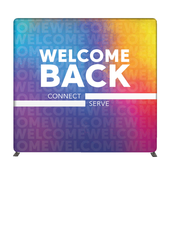 Purple Wash Design Welcome 8' Backdrop With Tube Display Stand