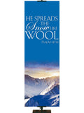 Portraits of Sacred Winter He Spreads the Snow C - Christmas Banners - PraiseBanners