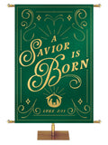 A Savior is Born Shimmering Christmas Church Banner