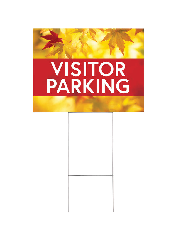 Custom Yard Signs - Autumn Visitor Parking Design - Set of 10