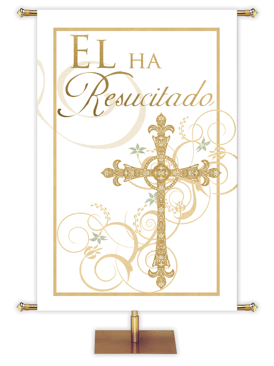 el ha resucitado with golden cross in the look of foil Easter Church Banner