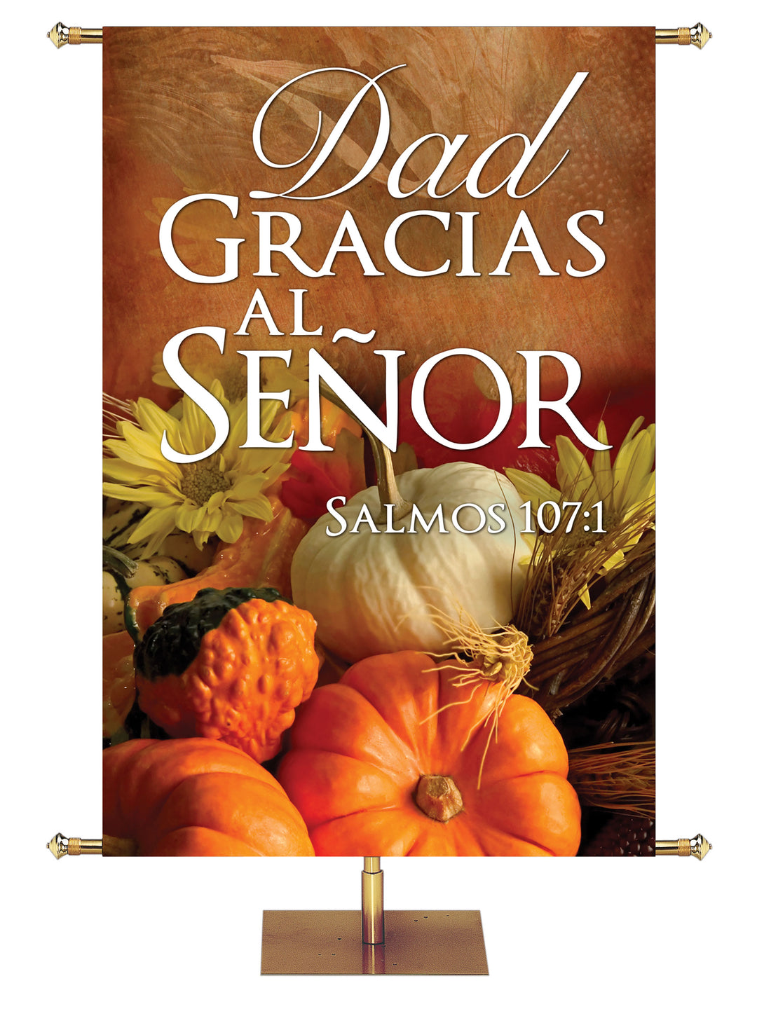 dad gracias al senor church banner for autumn with pumpkins for harvest season