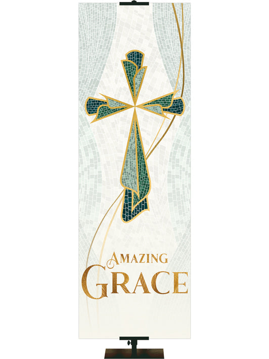 Irregular Mosaics of Faith Amazing Grace (3 ft x 9 ft, Pole Hems)