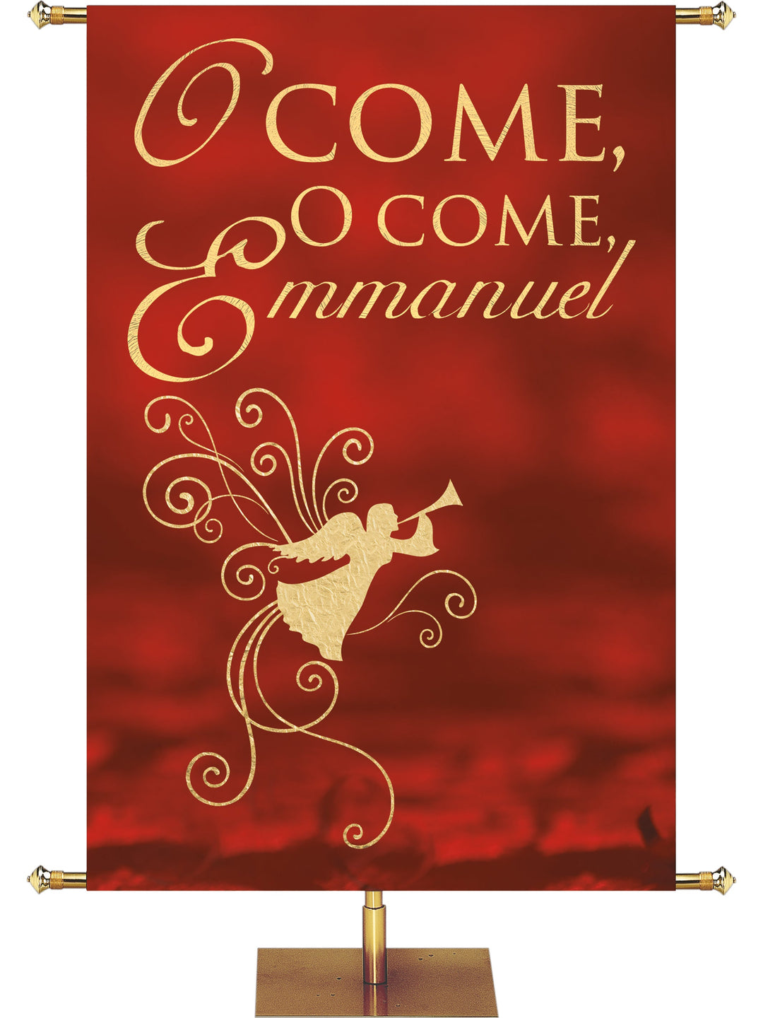 Overstock Advent Foil O Come, O Come Emmanuel, 4 ft x 6 ft, Crimson, Pole Hems