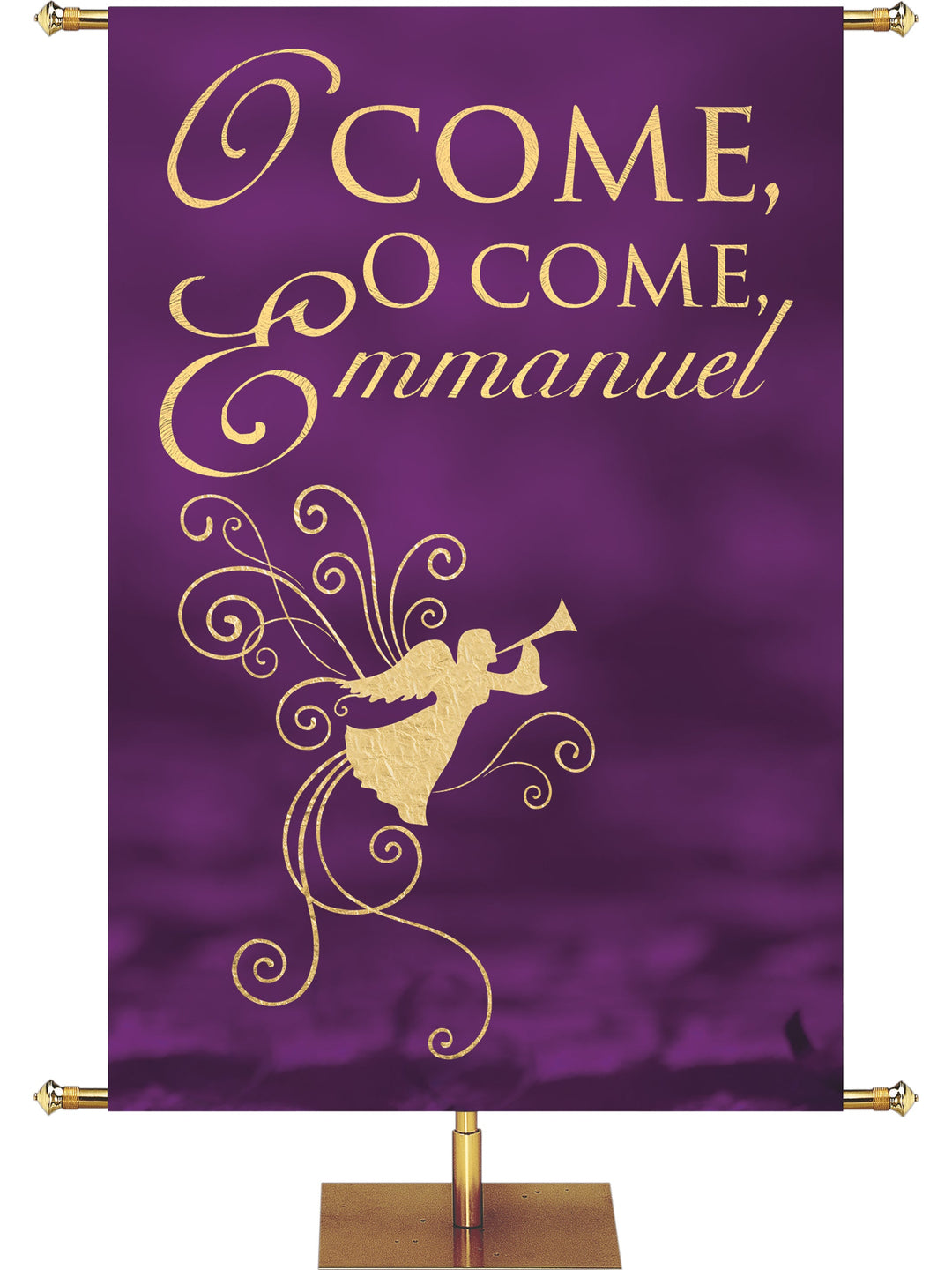 Irregular Advent Foil O Come, O Come Emmanuel (8 ft x 12 ft, Wood Violet, Pole Hems)