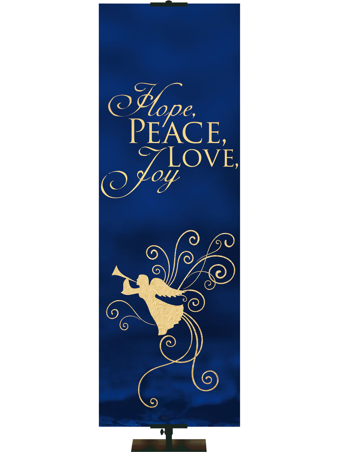 Overstock Advent Foil Hope, Peace, Love, Joy (18 in x 5 ft, Blue, Pole Hems)